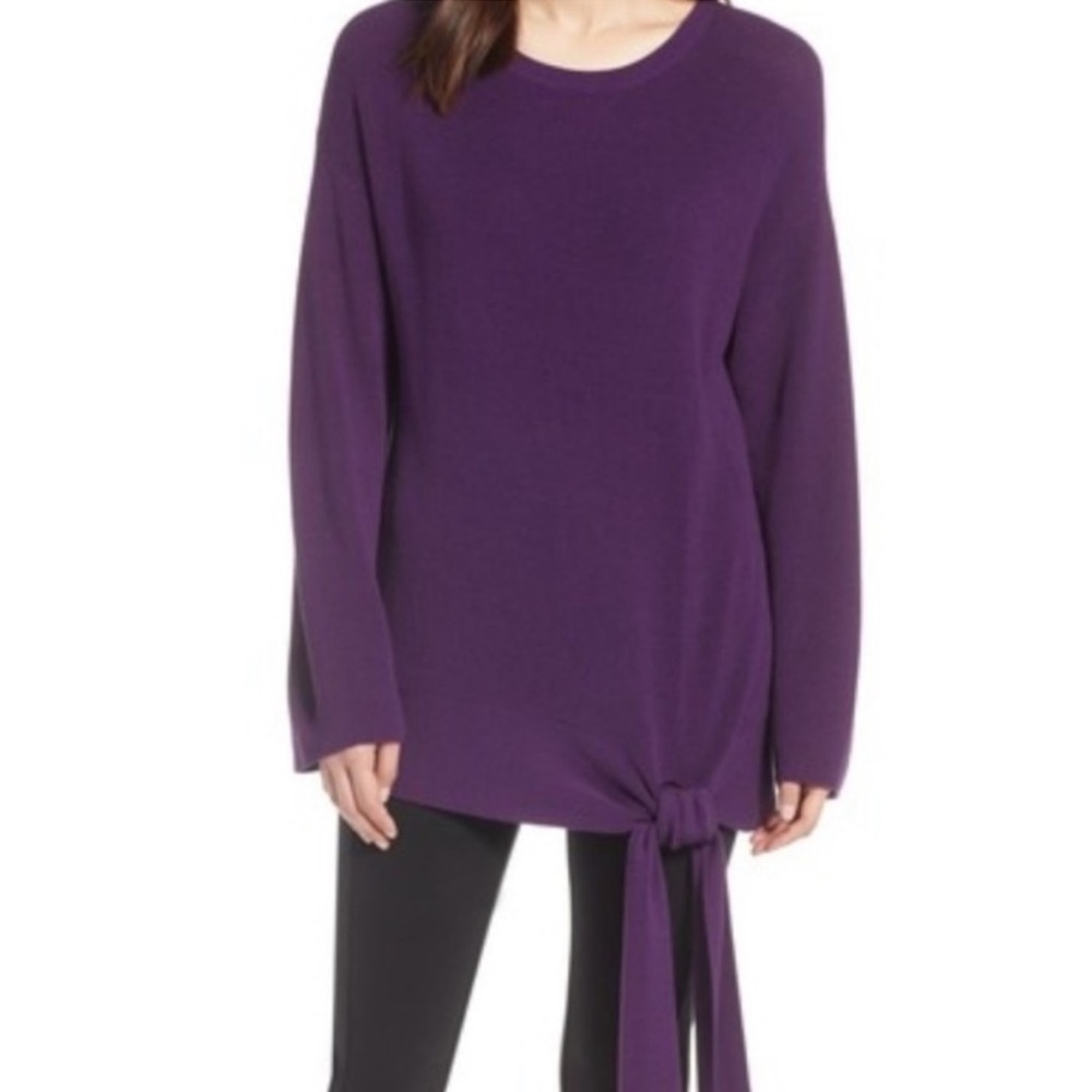Halogen Tunic Knit Sweater with Tie Detail